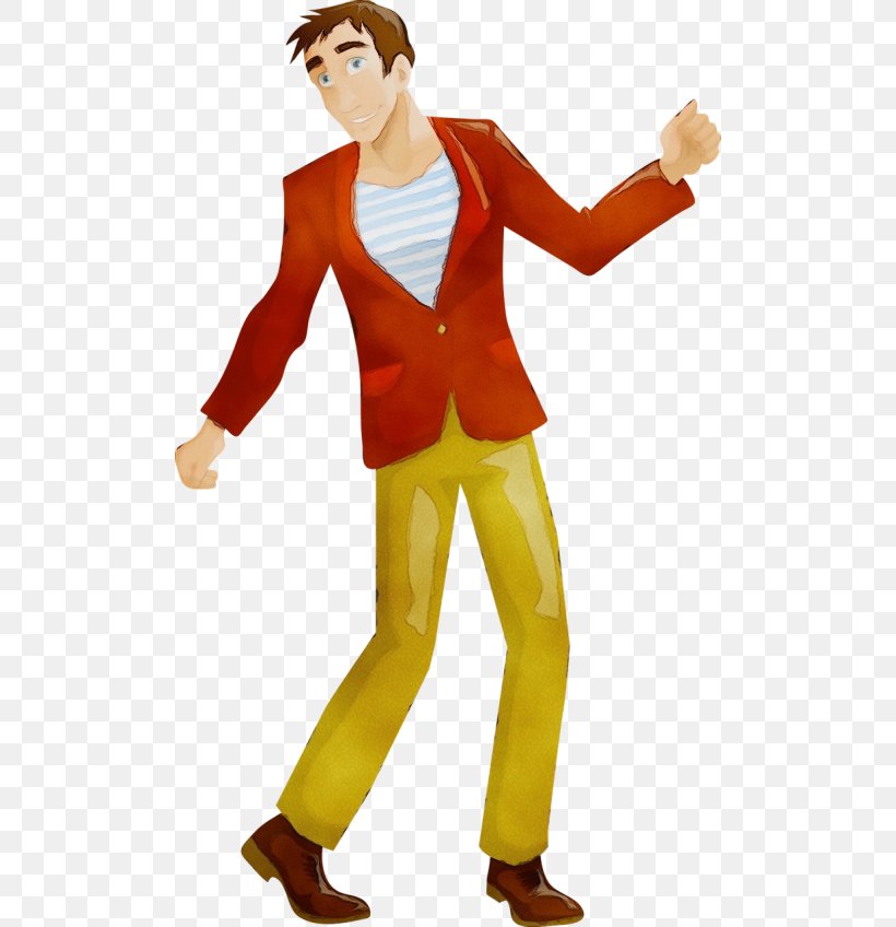 Cartoon Standing Costume Yellow Gesture, PNG, 500x848px, Watercolor, Animation, Cartoon, Costume, Costume Design Download Free