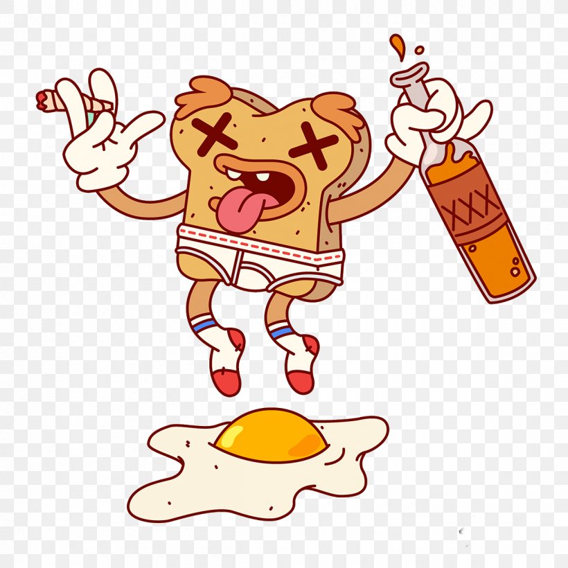 Breakfast Creamed Eggs On Toast French Fries Illustration, PNG, 1200x1200px, Watercolor, Cartoon, Flower, Frame, Heart Download Free