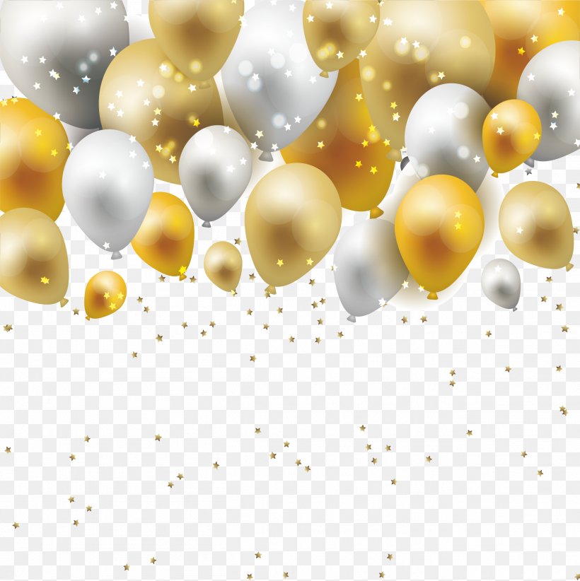 Material Yellow Pattern, PNG, 2618x2626px, Balloon, Birthday, Confetti, Gold, Greeting Note Cards Download Free