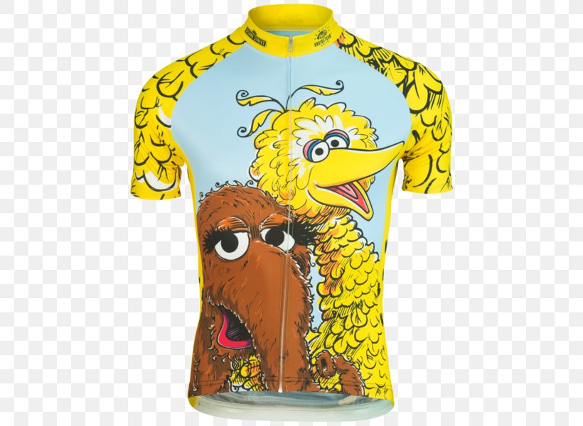 Big Bird T-shirt Mr. Snuffleupagus Cycling Jersey, PNG, 600x600px, Big Bird, Bicycle, Clothing, Cycling, Cycling Jersey Download Free
