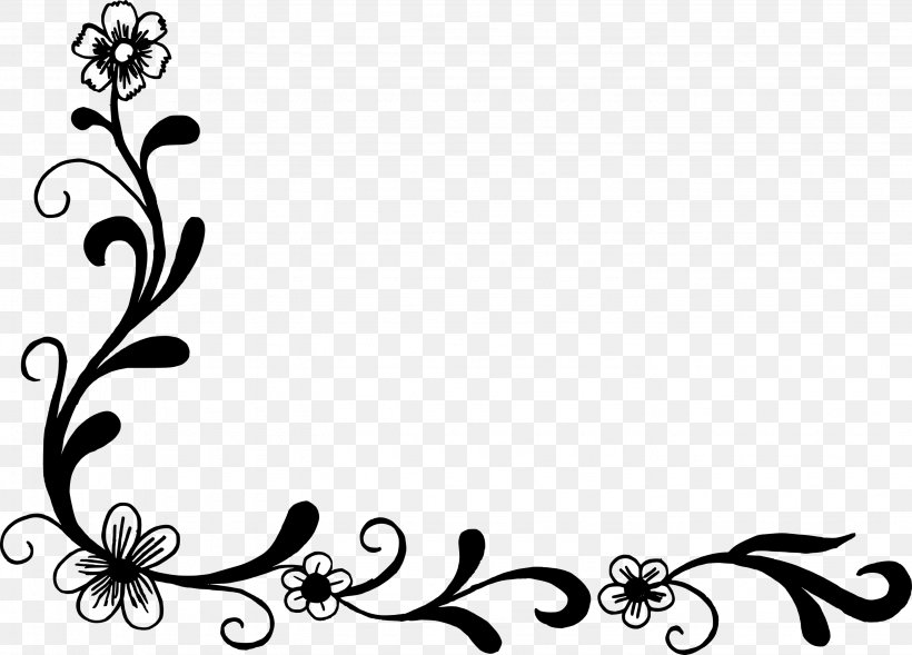 Clip Art, PNG, 2865x2060px, Flower, Art, Black, Black And White, Branch Download Free
