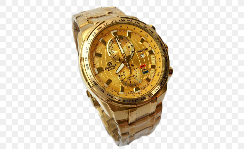 Gold Watch Strap Casio Edifice, PNG, 500x500px, Gold, Casio, Casio Edifice, Chronograph, Clothing Accessories Download Free