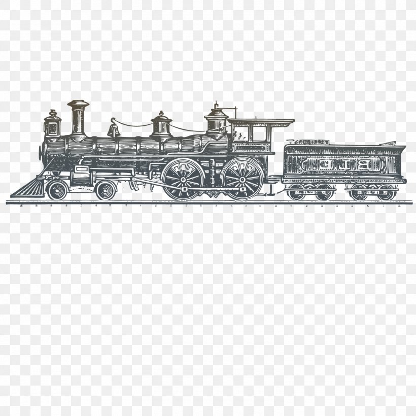 Train Rail Transport Steam Locomotive Wall Decal, PNG, 1500x1501px, Train, Black And White, Decal, Locomotive, Rail Transport Download Free