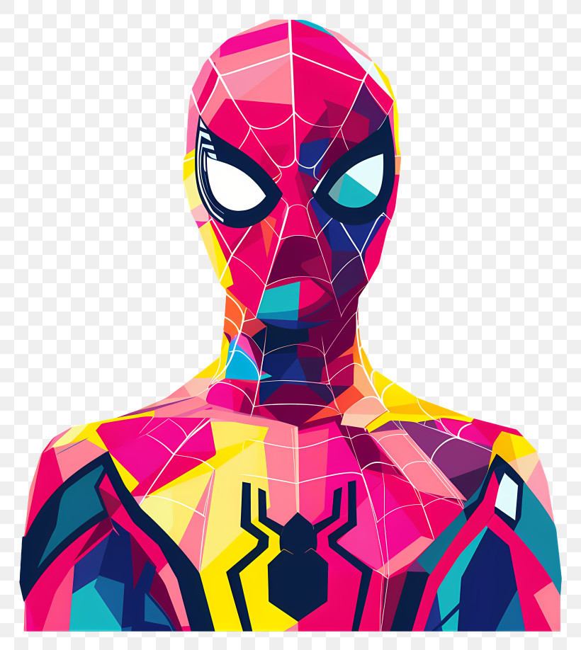 Spider Man - Colorful Comic Superhero Illustration In Abstract Style PNG