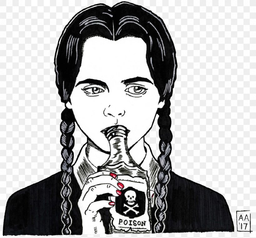 Wednesday Addams The Addams Family Image Cartoon Illustration, PNG, 1479x1376px, Wednesday Addams, Addams Family, Art, Black And White, Black Hair Download Free