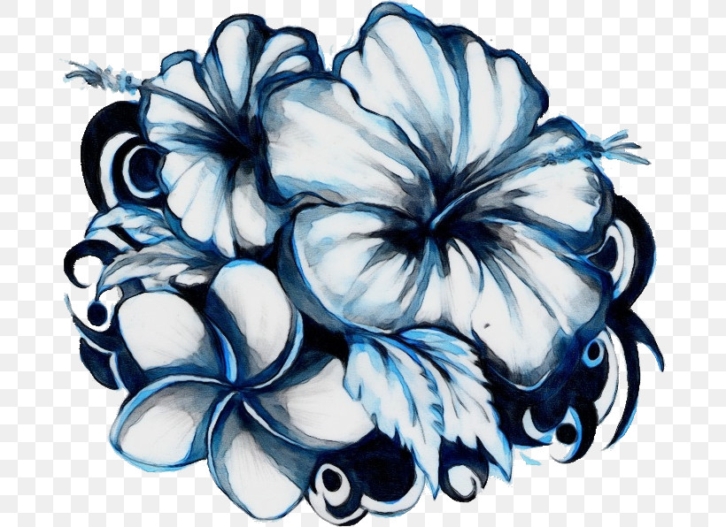 Hawaiian Hibiscus Hibiscus Plant Flower Petal, PNG, 686x596px, Watercolor, Blackandwhite, Flower, Hawaiian Hibiscus, Hibiscus Download Free