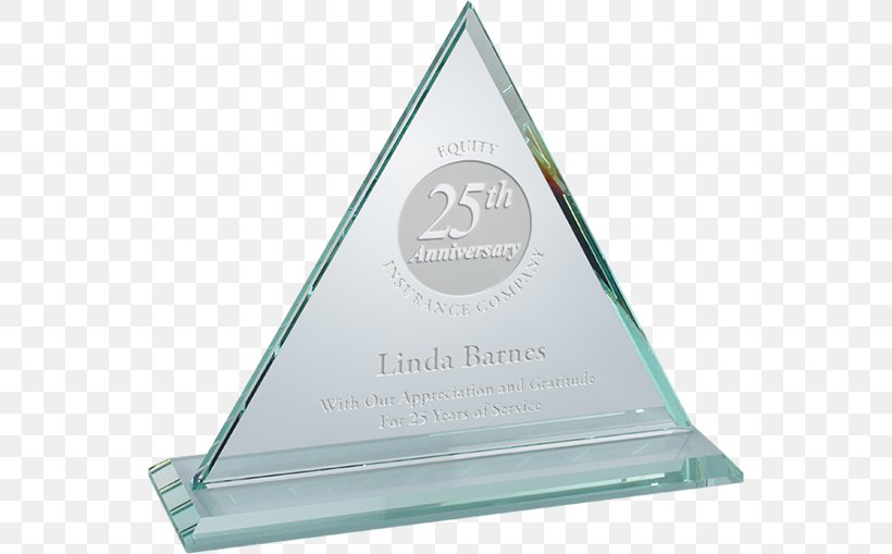 Glass Triangle Trophy Commemorative Plaque Award, PNG, 548x509px, Glass, Award, Brand, Commemorative Plaque, Engraving Download Free