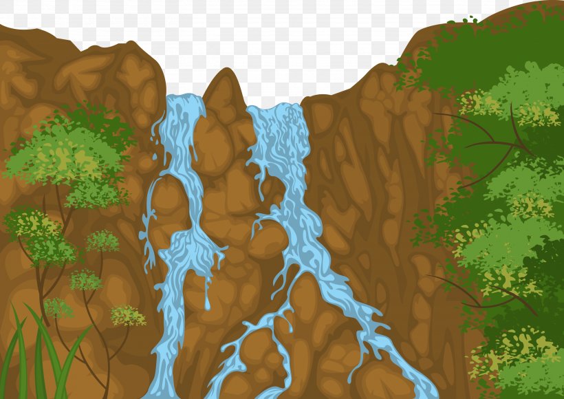 Landscape Waterfall Illustration, PNG, 3125x2214px, Landscape, Biome, Drawing, Ecoregion, Ecosystem Download Free