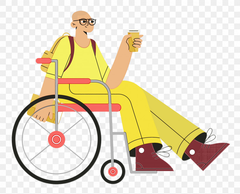 Cartoon Yellow Line Behavior Human, PNG, 2500x2020px, Wheelchair, Behavior, Cartoon, Geometry, Human Download Free