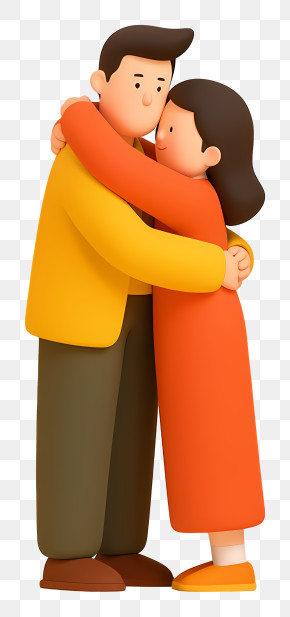 Couple Embracing Illustration PNG