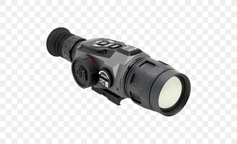 Thermal Weapon Sight Telescopic Sight American Technologies Network Corporation Optics High-definition Television, PNG, 500x500px, 4k Resolution, Thermal Weapon Sight, Display Resolution, Flashlight, Hardware Download Free