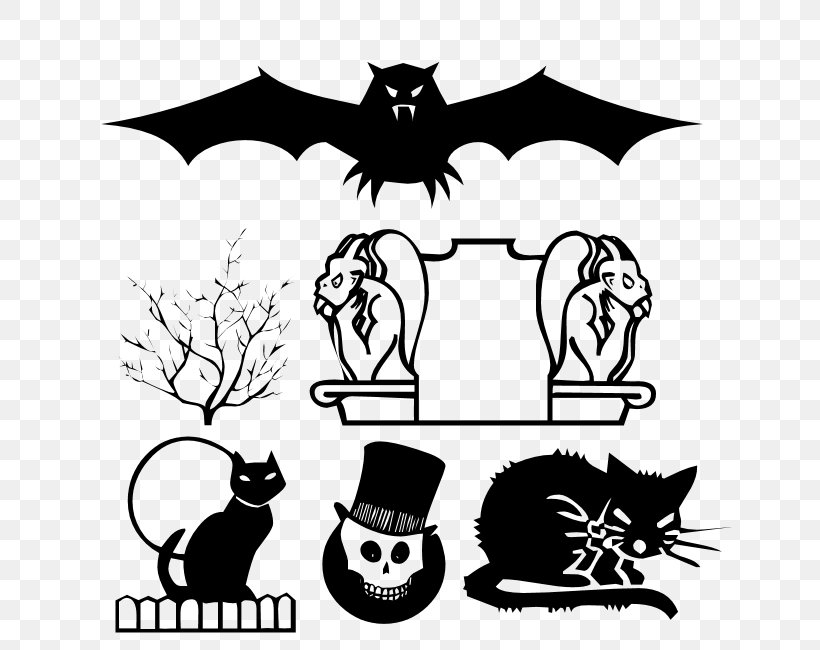 Black Cat Wall Decal Tattoo Clip Art, PNG, 750x650px, Cat, Art, Artwork, Bat, Black Download Free