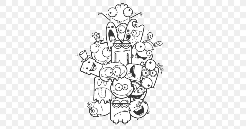 Monster Download, PNG, 630x430px, Monster, Black And White, Cartoon, Drawing, Line Art Download Free