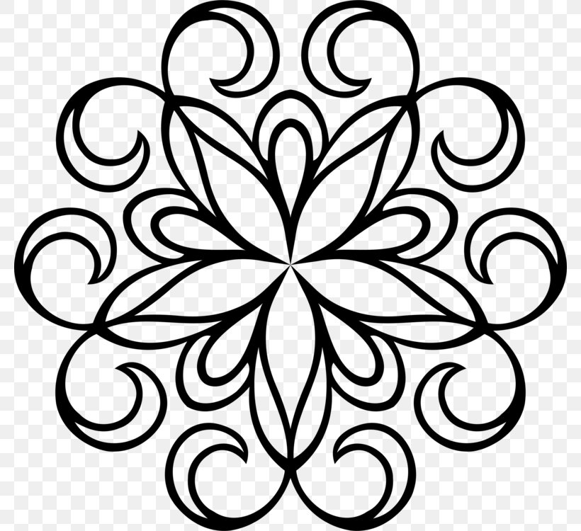 Intricate Dainty Black And White Floral Motif Design Element With The  Outline Of A Beautiful Flower On Two Tiny Leaves, Vector Illustration  Royalty Free SVG, Cliparts, Vectors, and Stock Illustration. Image 25727546.
