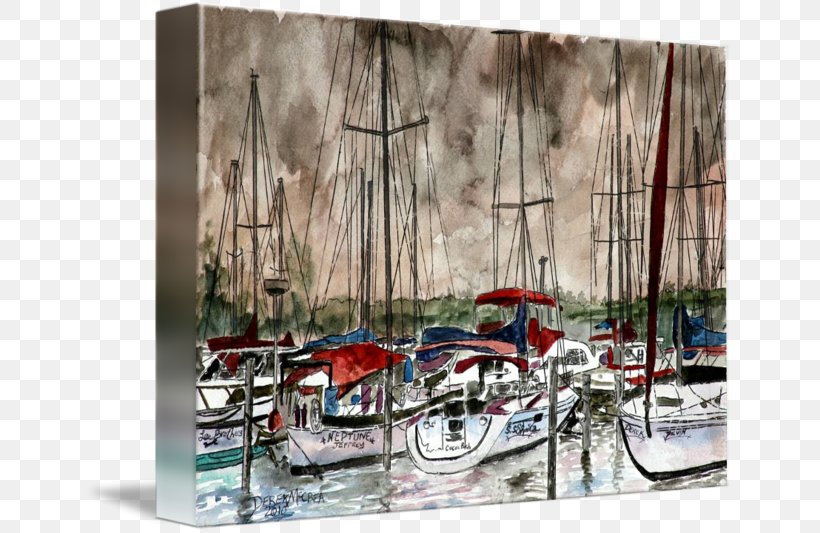 Watercolor Painting Canvas Gallery Wrap Sailboat, PNG, 650x533px, Painting, Art, Boating, Canvas, Floater Download Free