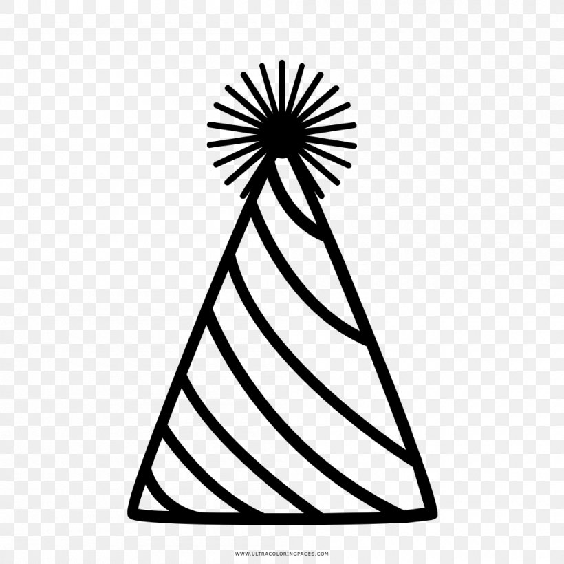 Drawing Party Hat Coloring Book, PNG, 1000x1000px, Drawing, Anniversary, Area, Birthday, Black And White Download Free