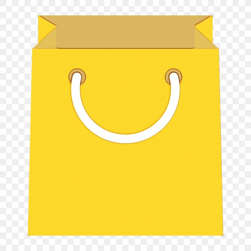 Yellow Font Clip Art Icon Paper Bag, PNG, 1024x1024px, Watercolor, Paint, Paper Bag, Smile, Wet Ink Download Free