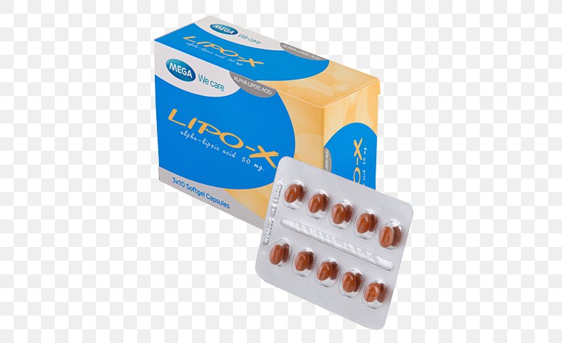 Lipoic Acid Mega Lifesciences Antioxidant Radical Drug, PNG, 500x500px, Lipoic Acid, Antioxidant, Drug, Hydrophile, Lipophilicity Download Free