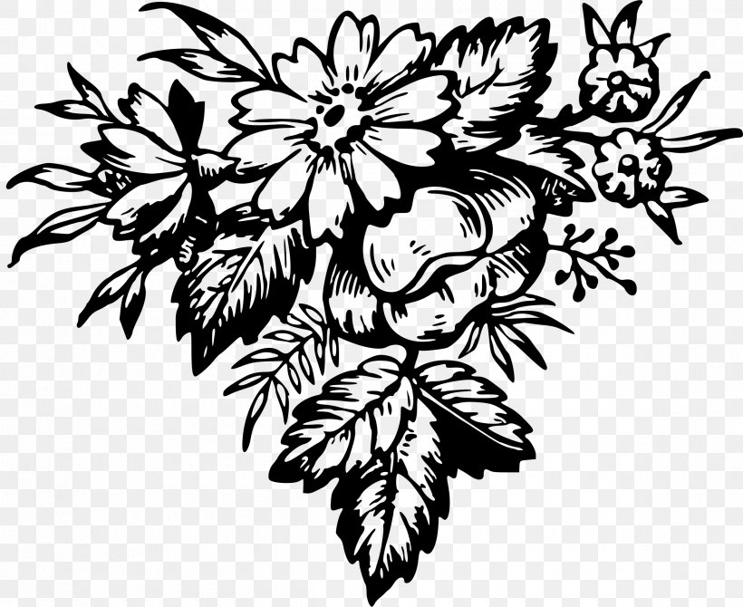 Floral Design Flower Visual Arts Clip Art, PNG, 2400x1961px, Floral Design, Art, Artwork, Black And White, Branch Download Free