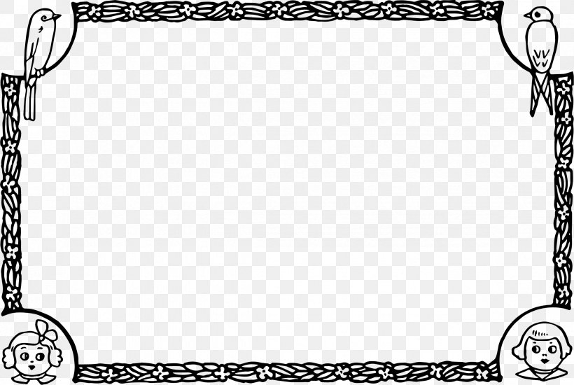 Picture Frames Black And White Bird Clip Art, PNG, 2369x1589px, Picture Frames, Area, Bird, Black, Black And White Download Free