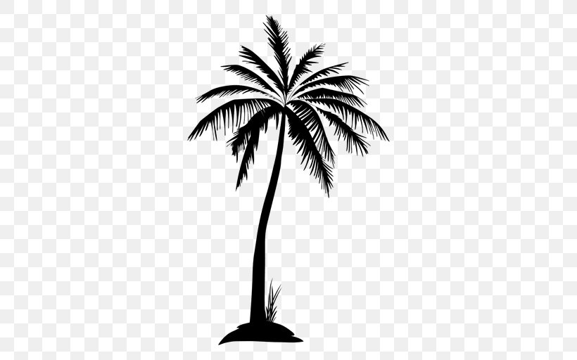 Arecaceae Tree Silhouette Clip Art, PNG, 512x512px, Arecaceae, Arecales, Black And White, Borassus Flabellifer, Date Palm Download Free