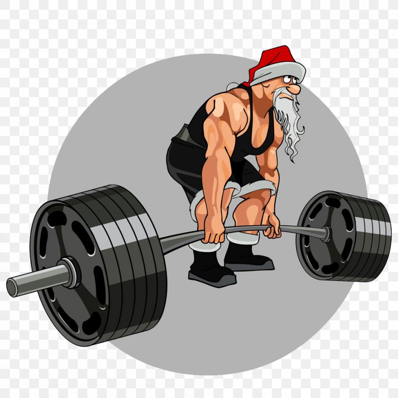 Santa Claus Physical Fitness Christmas Gift Clip Art, PNG, 1000x1000px, Santa Claus, Arm, Barbell, Biceps Curl, Bodybuilding Download Free