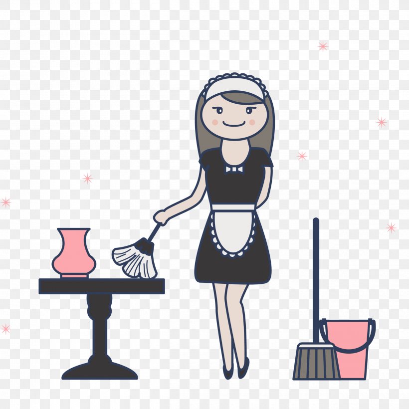 French Maid Image Cartoon Vector Graphics, PNG, 2500x2500px, Maid, Cartoon, Cleaner, Cleaning, Communication Download Free