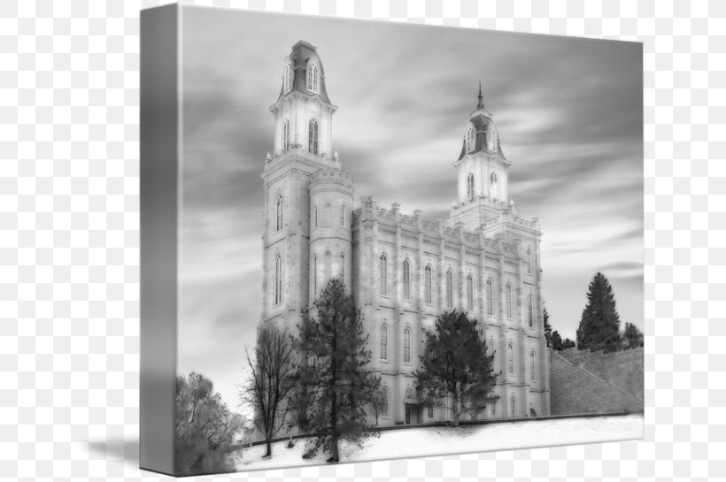 Manti Utah Temple Gallery Wrap Cathedral Canvas, PNG, 650x545px, Manti Utah Temple, Architecture, Art, Black And White, Building Download Free