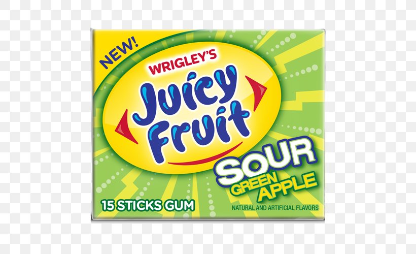 Chewing Gum Juicy Fruit Extra Sugar Substitute Wrigley Company, PNG, 500x500px, Chewing Gum, Area, Brand, Bubble Gum, Candy Download Free
