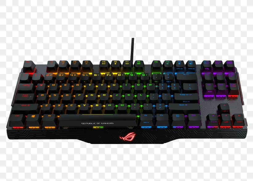 Computer Keyboard Gaming Keypad ASUS Republic Of Gamers Numeric Keypads, PNG, 786x587px, Computer Keyboard, Asus, Backlight, Computer Component, Electrical Switches Download Free
