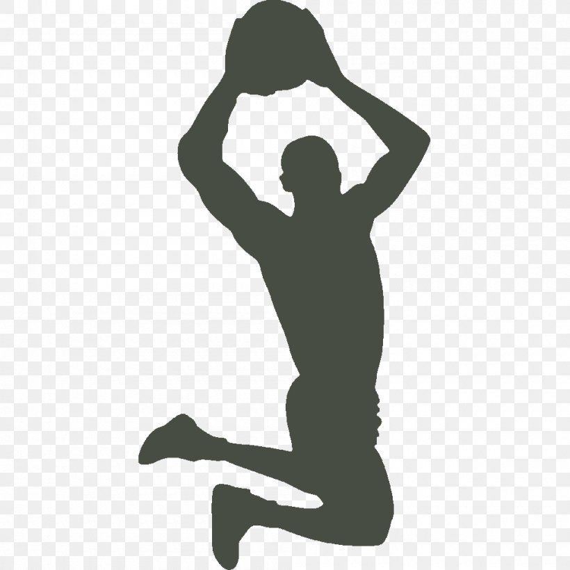 Basketball Silhouette Clip Art Dribbling Slam Dunk, PNG, 1000x1000px, Basketball, Arm, Basketball Official, Black And White, Dribbling Download Free