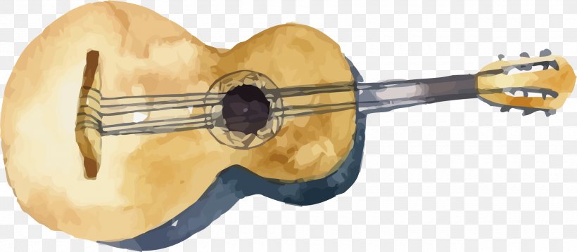 Ukulele Acoustic Guitar Cuatro, PNG, 2480x1086px, Watercolor, Cartoon, Flower, Frame, Heart Download Free