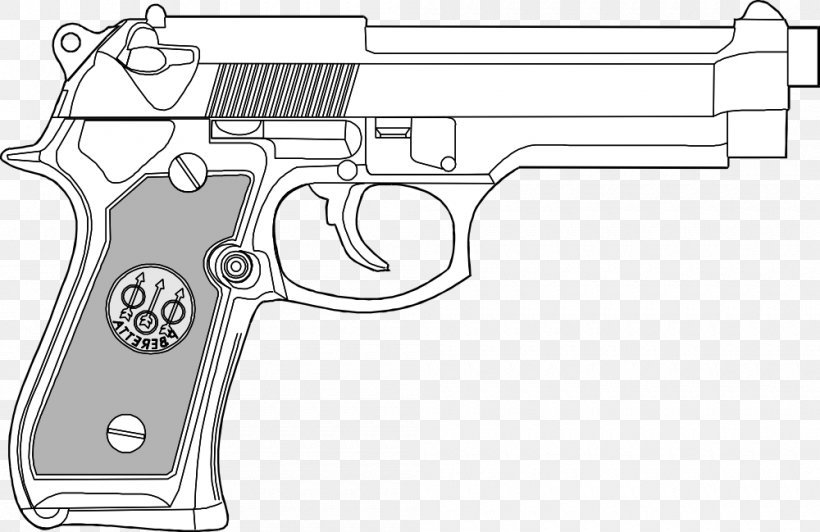 Firearm Pistol Handgun Weapon, PNG, 1000x649px, 919mm Parabellum, Firearm, Air Gun, Artwork, Black And White Download Free