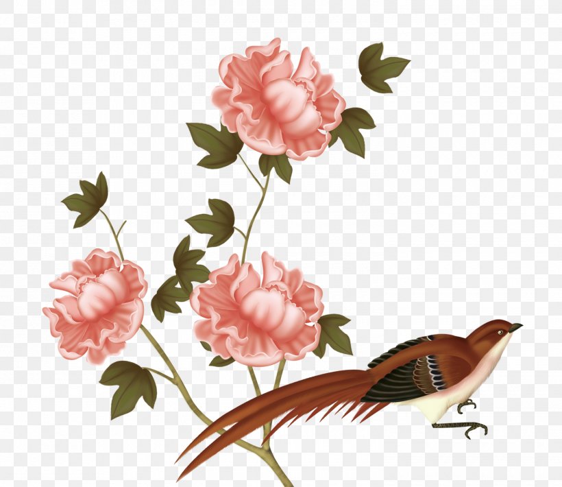 U5de5u7b14u82b1u9e1fu753b Garden Roses Bird-and-flower Painting Gongbi, PNG, 1500x1300px, Garden Roses, Art, Bird, Birdandflower Painting, Cut Flowers Download Free