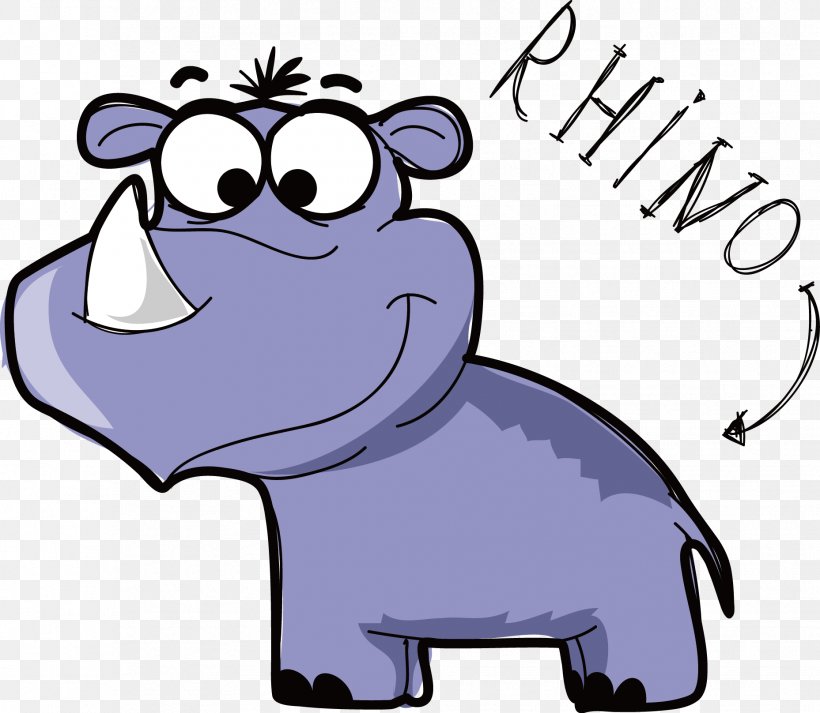 Rhinoceros Cartoon Illustration, PNG, 1857x1616px, Rhinoceros, Carnivoran, Cartoon, Cattle Like Mammal, Dog Download Free