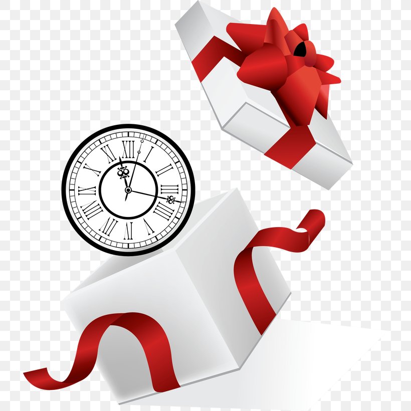 Cartoon Clock, PNG, 728x820px, Gift, Box, Clock, Decorative Box, Shoelace Knot Download Free