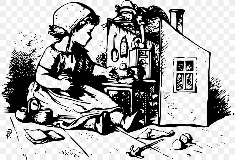 Dollhouse Clip Art, PNG, 1280x876px, Dollhouse, Art, Black And White, Cartoon, Doll Download Free