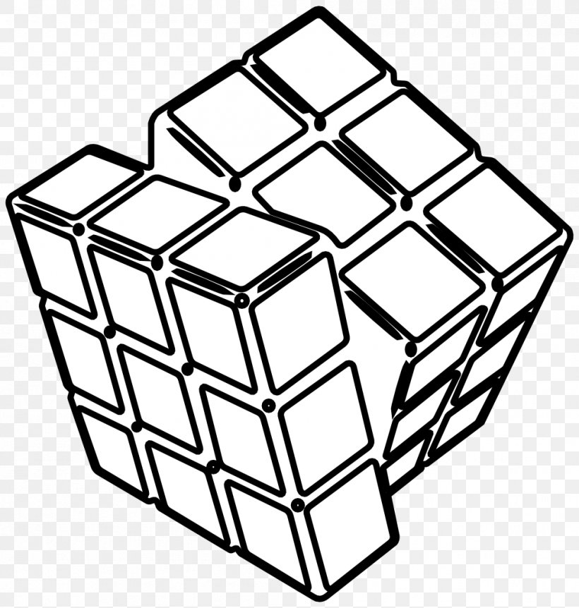 Rubiks Cube Clip Art, PNG, 999x1051px, Rubiks Cube, Area, Art, Black And White, Coloring Book Download Free