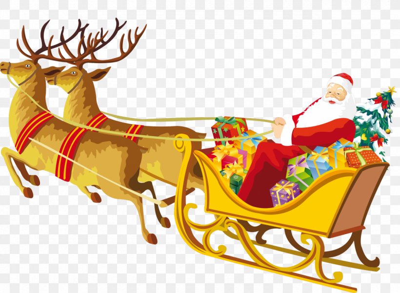 Santa Claus, PNG, 1280x938px, Reindeer, Christmas Eve, Deer, Santa Claus, Sled Download Free