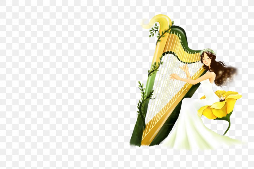 Harp Poster Illustration, PNG, 1000x667px, Watercolor, Cartoon, Flower, Frame, Heart Download Free