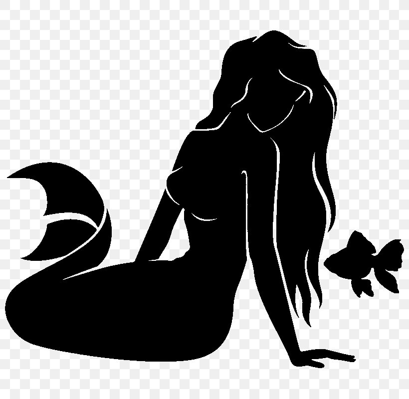 Silhouette Mermaid, PNG, 800x800px, Silhouette, Art, Black, Black And White, Drawing Download Free