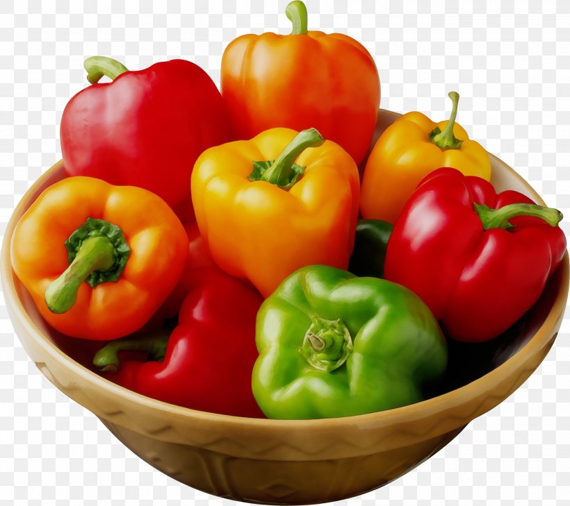 Natural Foods Bell Pepper Pimiento Vegetable Food, PNG, 2611x2323px, Watercolor, Bell Pepper, Bell Peppers And Chili Peppers, Food, Ingredient Download Free