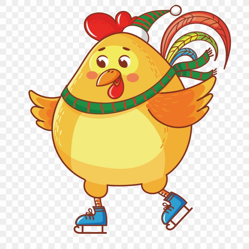 Chicken Cartoon Chinese New Year, PNG, 1276x1276px, Chicken, Animation, Art, Artwork, Beak Download Free