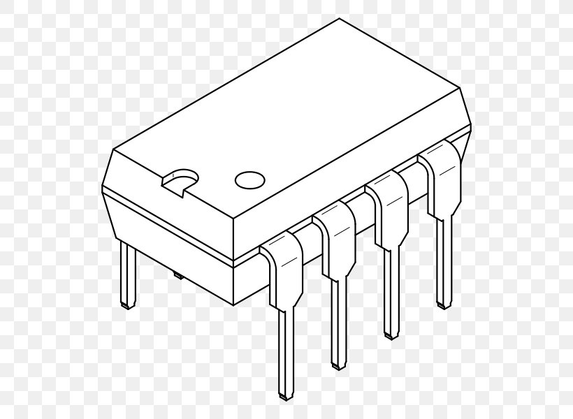Dual In-line Package Electronic Circuit Integrated Circuits & Chips Electronics, PNG, 600x600px, 555 Timer Ic, Dual Inline Package, Amplifier, Black And White, Capacitor Download Free
