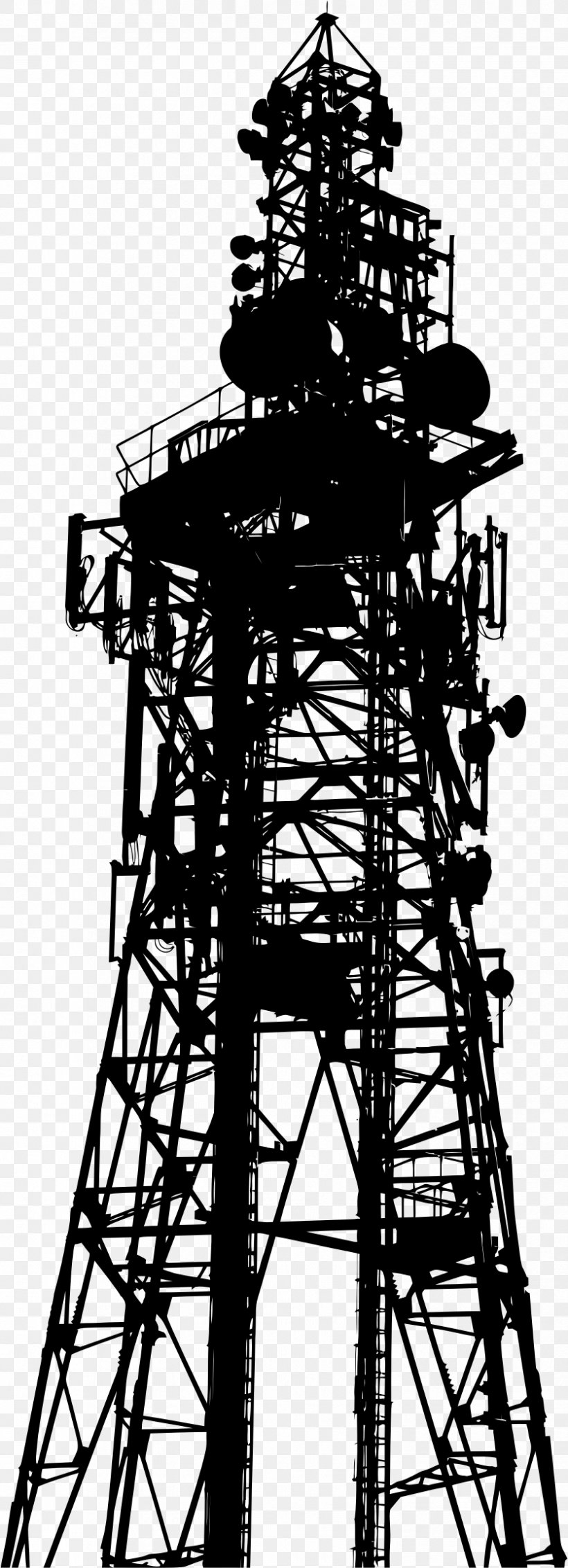 Telecommunications Tower Silhouette Clip Art, PNG, 836x2308px, Tower, Black And White, Cell Site, Mobile Phones, Monochrome Download Free