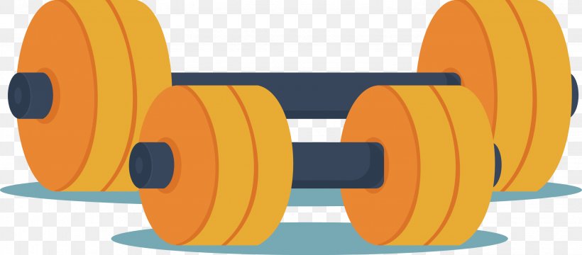 Dumbbell Euclidean Vector Clip Art, PNG, 3058x1346px, Dumbbell, Brand, Orange, Physical Exercise, Technology Download Free