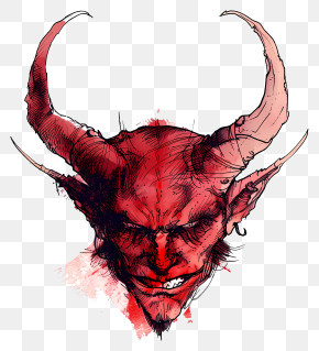 Devil - Red Demon With Horns Illustration PNG