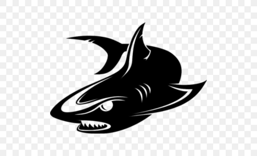Great White Shark Logo Sticker, PNG, 500x500px, Shark, Black, Black And White, Cartilaginous Fish, Decal Download Free