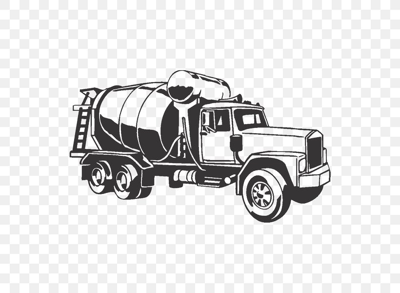Truck Heavy Machinery Cement Mixers Architectural Engineering Clip Art, PNG, 600x600px, Truck, Architectural Engineering, Automotive Design, Black And White, Brand Download Free