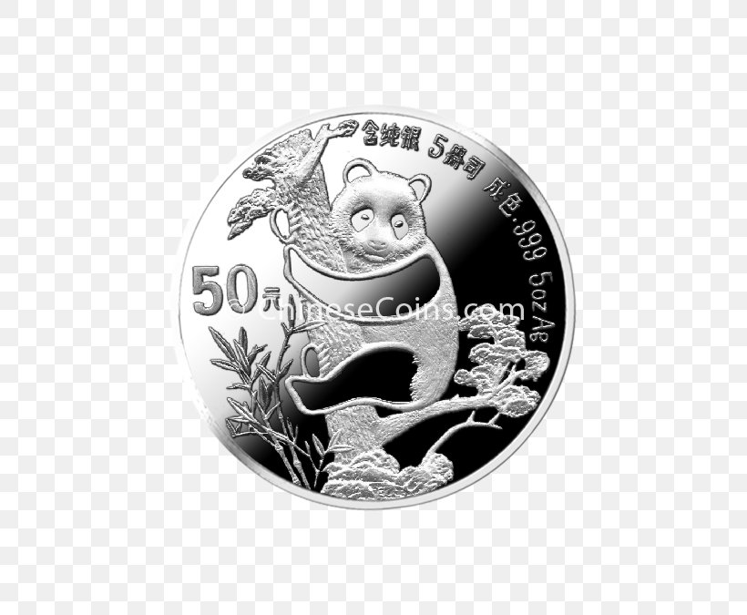 Coin Chinese Silver Panda Giant Panda Chinese Gold Panda, PNG, 675x675px, Coin, Black And White, Brand, Chinese Gold Panda, Chinese Silver Panda Download Free